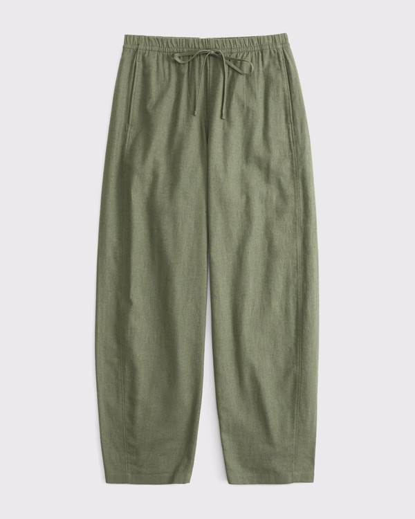 Women's Linen-Blend Barrel Pull-On Pant | Women's Bottoms | Abercrombie.com | Abercrombie & Fitch (US)