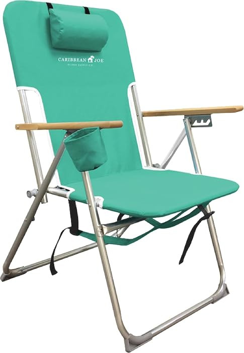CARIBBEAN JOE Folding Beach Chair, 4 Position Portable Backpack Foldable Camping Chair with Headr... | Amazon (US)