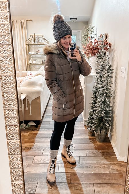 Love this winter coat I found on Amazon! The quality is amazing & I love the feminine details. Fits true to size & keeps me so warm & cozy. Wearing color “taupe” in size M. Comes in several colors on Amazon. 

Coat. Winter coat. Jacket. Puffer coat. Hooded jacket. Women’s outerwear. Amazon fashion finds. Target style. Target boots. Fleece lined beanie. Amazon leggings. Wool socks. Ankle boots. Hiking boots. 

#LTKunder100 #LTKHoliday #LTKSeasonal