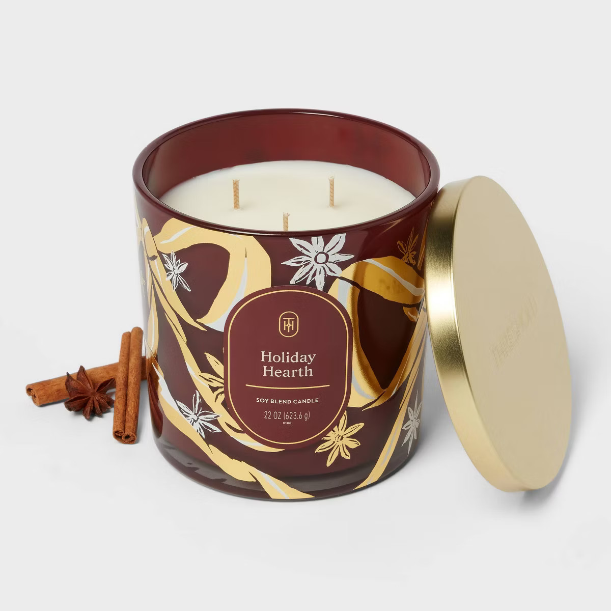 3-Wick Lidded Glass Holiday Hearth Jar Candle 20oz - Threshold™ | Target