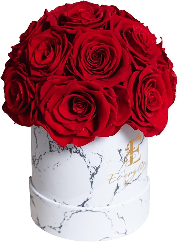 Red Preserved Rose Bouquet with 14-Pc. Flower Bouquet, Decorative Home Decor with Real, Luxury Et... | Amazon (US)