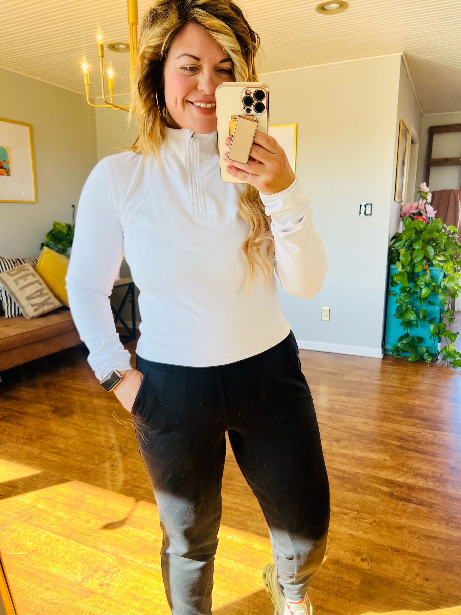 It’s me Brandi Sharp. I’m 5’3 145 pounds. 
Me and my little Summer Bee went to a charming town in Nebraska to bike ride.

I wore this Amazon top that is sporty but comfortable. It would be a awesome top for golf. It’s so stylish. 

Venice jogger! 
Spring outfits
Spring tops
Amazon finds

#LTKSeasonal #LTKFind #LTKstyletip