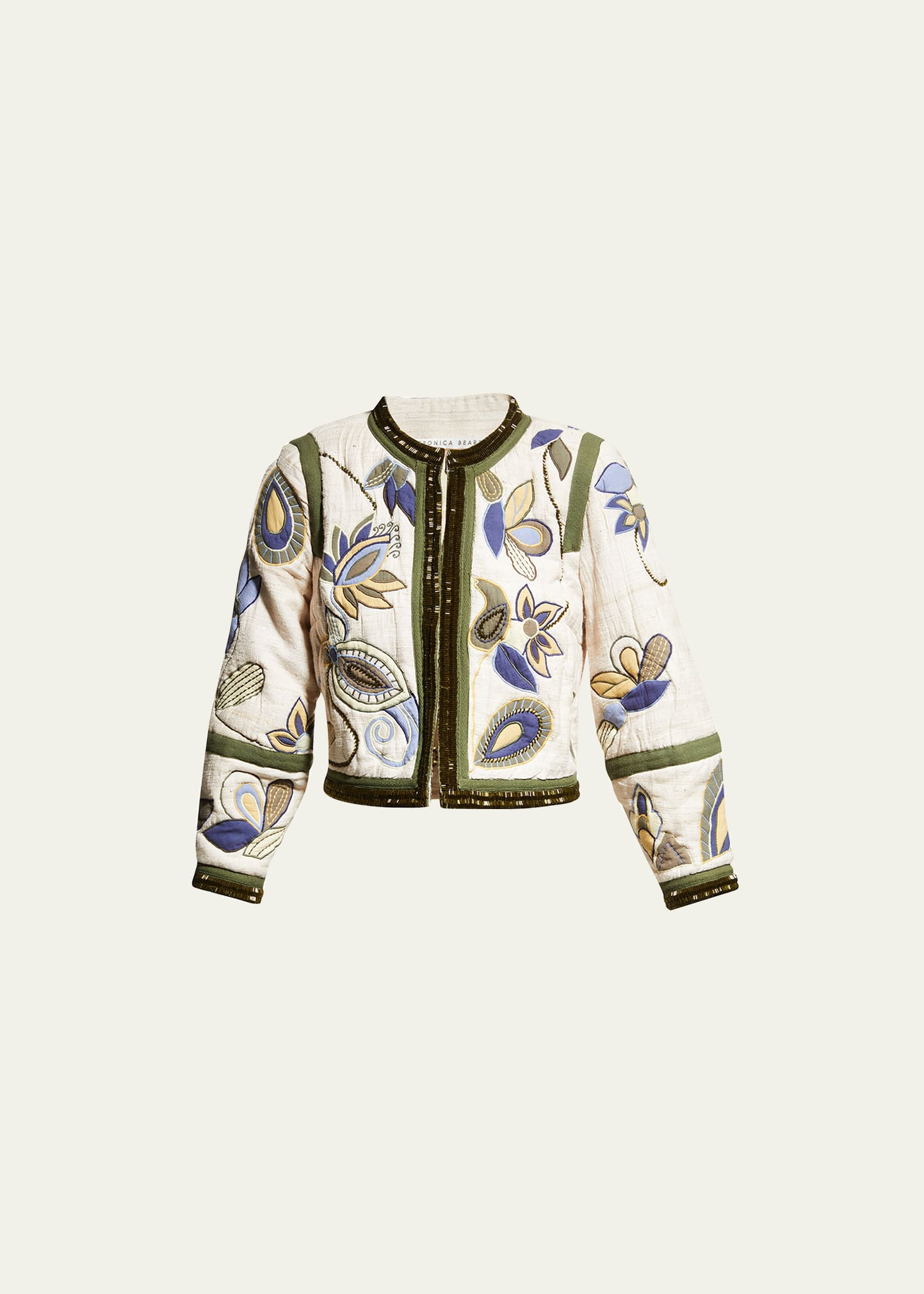 Benicia Embroidered Raw Silk Beaded Jacket | Bergdorf Goodman