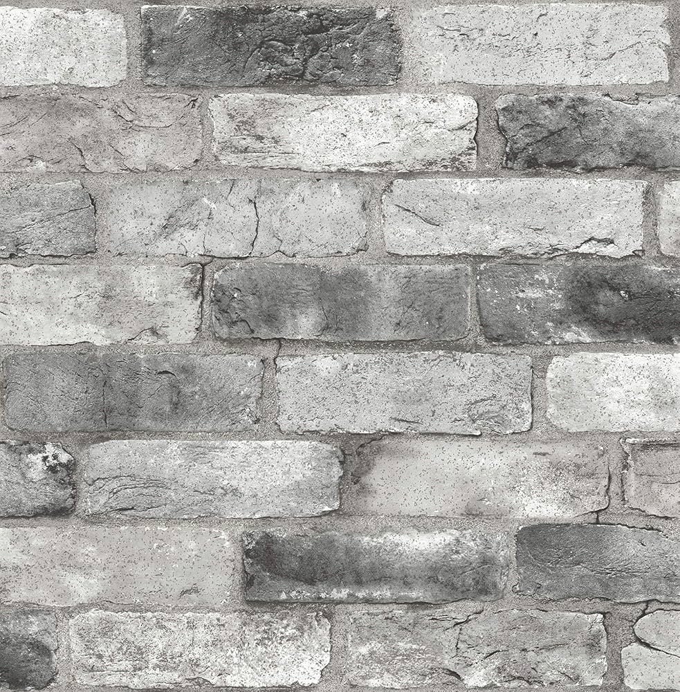 NuWallpaper NUS3550 London Brick Peel & Stick Wallpaper, Grey | Amazon (US)