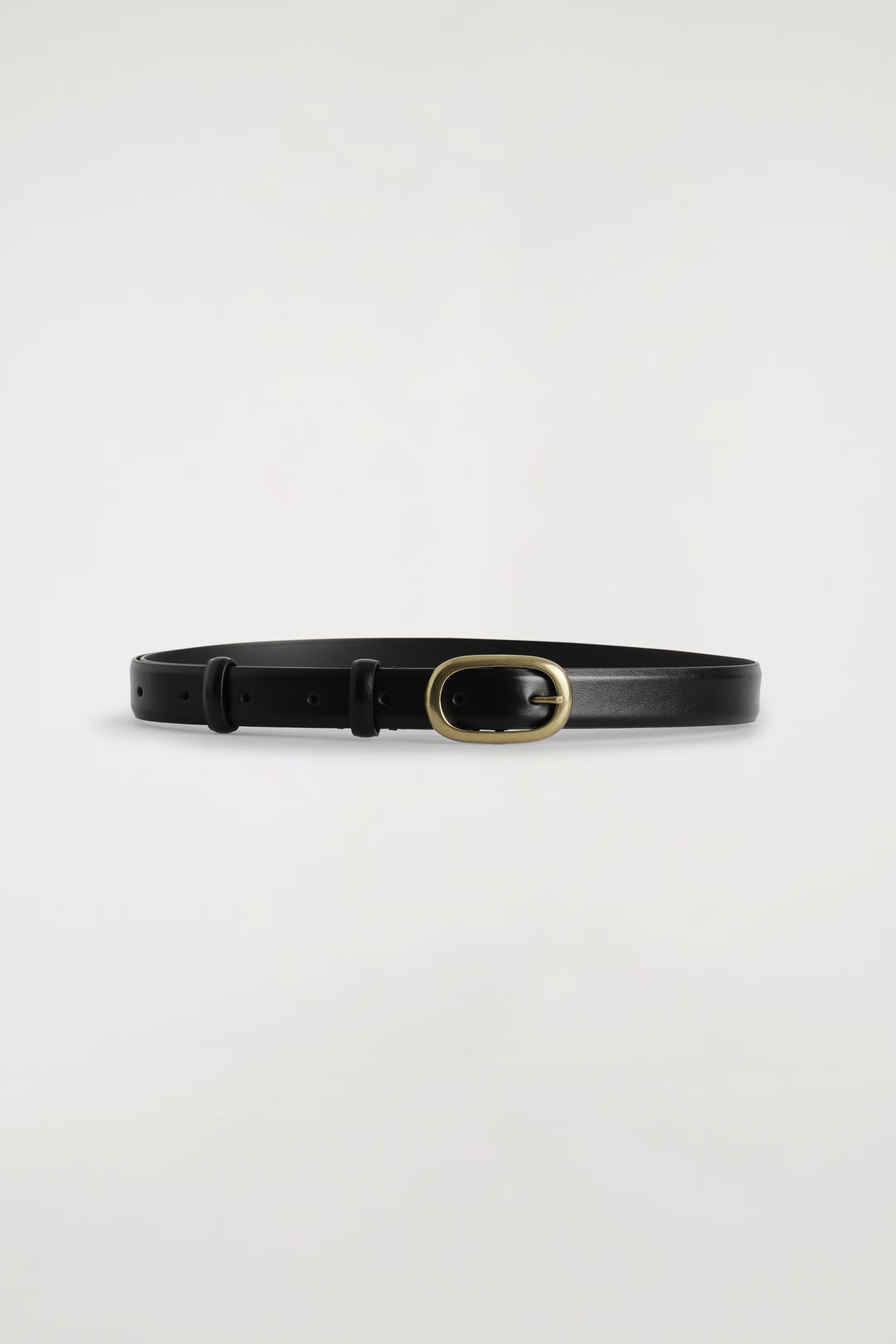 OVAL-BUCKLE LEATHER BELT - BLACK / GOLD | COS | COS UK