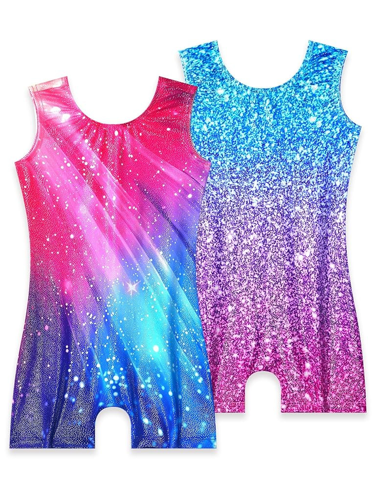 Snowheart Gymnastics Leotards for Girls 2-Pack, Sparkly Toddler Biketards Sleeveless for Tumbling... | Amazon (US)