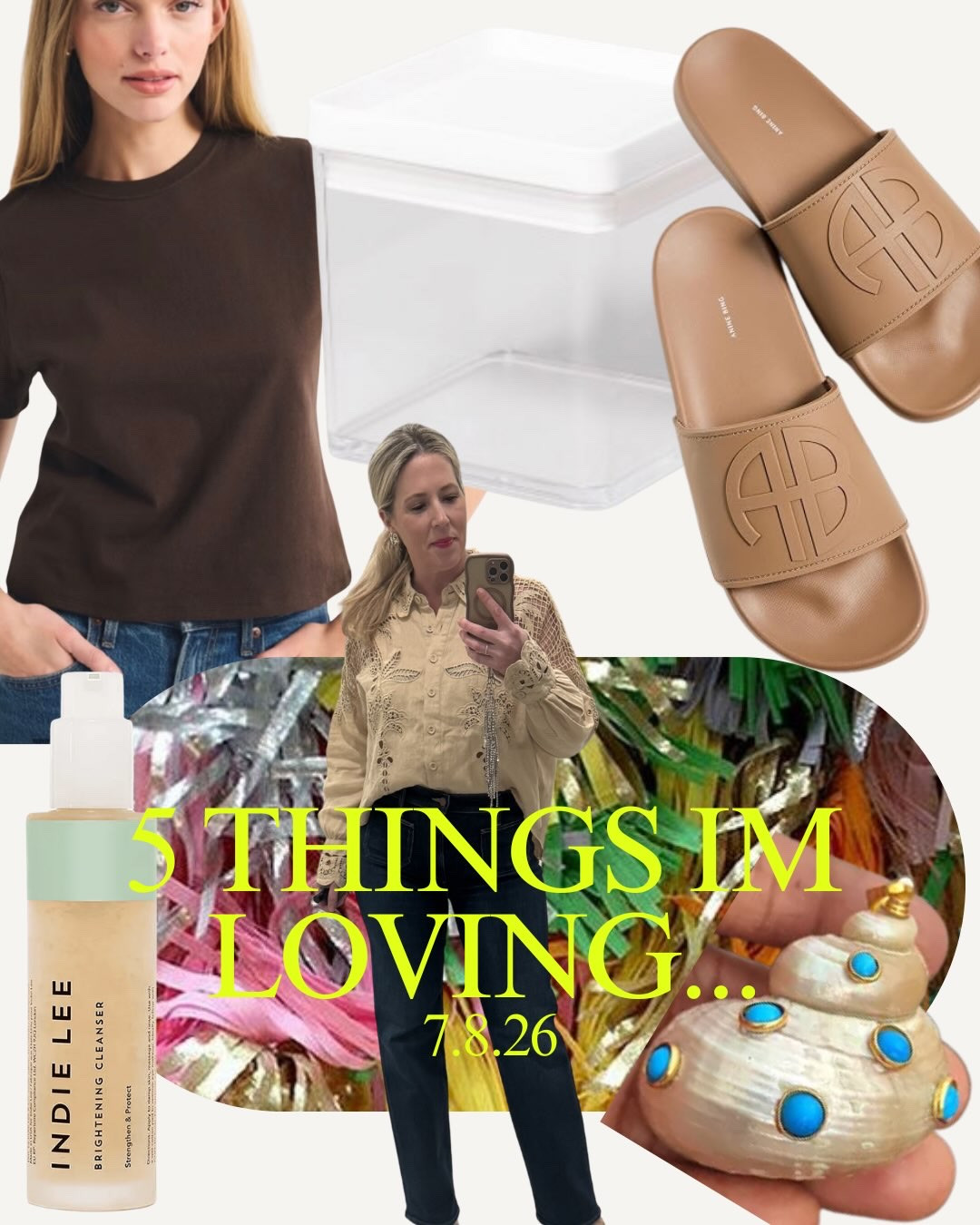 Current favorites 🤎✨

The basic brown tee I keep reaching for, the organizing bins that make everything look put together, our go-to face wash, classic everyday slides, and the cutest shell necklace charm for summer.

These are the little things we’re loving lately—and the ones that have earned a permanent spot in our routine. Which one would you grab first? 🤍

#FavoriteThings #CurrentFavorites #EverydayEssentials #SummerStyle #NeutralStyle