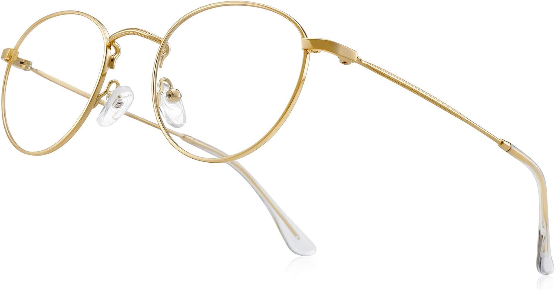 RB.Pilot Small Metal Round Reading Glasses for Women Men Classic Vintage Retro Shades Blue Light ... | Amazon (US)