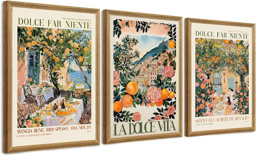 SYWENNOI 3 Pieces Wood Framed Italy Scenes Canvas Wall Art, Tuscan Wall Decor for Living Spaces, ... | Amazon (US)