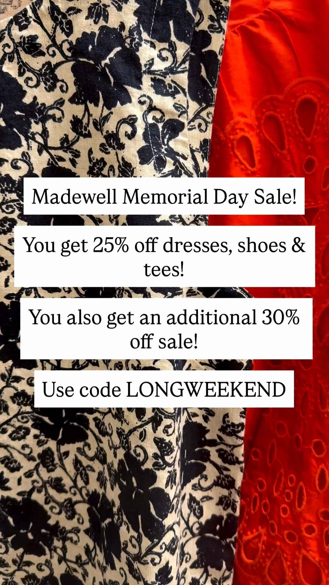 Madewell Memorial Day Sale! 

25% off dresses, shoes & tees! 

Additional 30% off sale!

#LTKSaleAlert