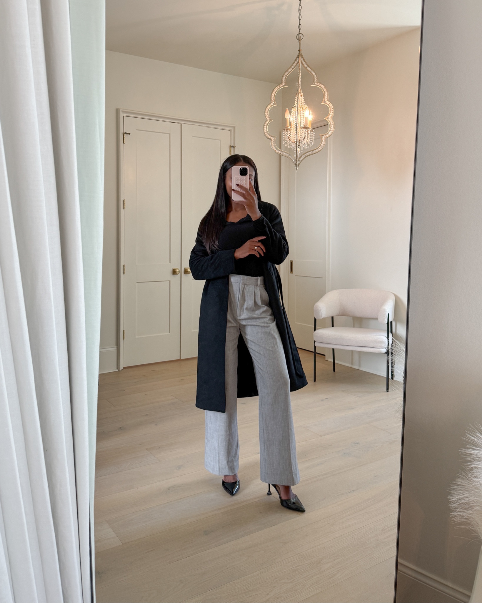Casual neutral outfit for meetings! Wearing my usual size in these grey, wide leg pants. So comfy!

#LTKHoliday #LTKCyberWeek #LTKWorkwear