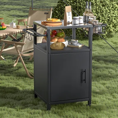 85Qt. Patio Storage Grilling Bar Cart w/ Stainless Steel Top | Wayfair North America