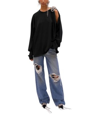 Crystal Fray Relaxed Jeans in Medium Blue | Bloomingdale's (US)