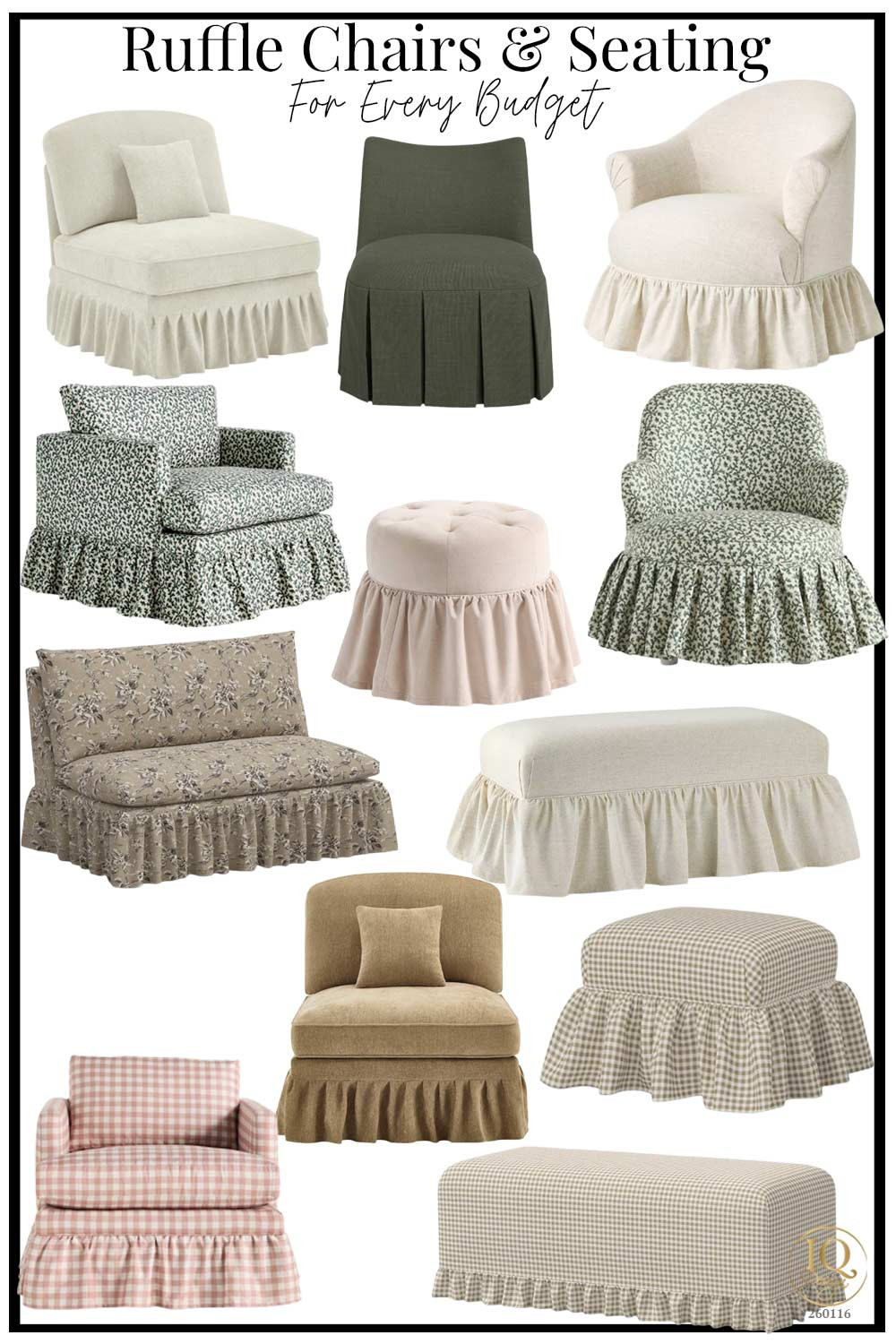 Ruffle Chairs & Seating – For Every Budget

The ruffle furniture trend isn’t just for sofas—accent chairs, ottomans, and benches are getting the same soft, tailored treatment. These skirted and ruffled seating pieces instantly make a room feel warmer, more inviting, and thoughtfully layered.

From classic slipcovered chairs to patterned cottage-style seats, ruffled accents work perfectly in cozy living rooms, reading corners, bedrooms, and entryways. They add texture at the base of the furniture, soften hard lines, and create that relaxed, designer-inspired look you see in high-end homes.

Mix solids with subtle patterns, or pair a ruffled chair with a more structured sofa for balance. It’s an easy way to make your home feel comfortable, charming, and elevated at the same time.
Pinterest 2-17-26

#LTKmomlife #LTKOver40 #LTKHome