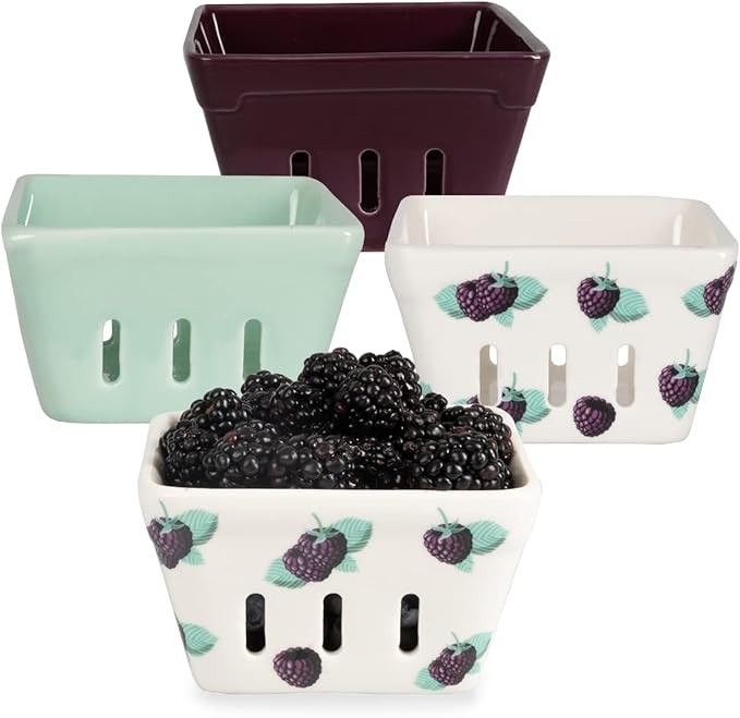 Crutello Ceramic Berry Basket, Standard Capacity, Cottage Decor for Blueberries, Strawberries, Bl... | Amazon (US)