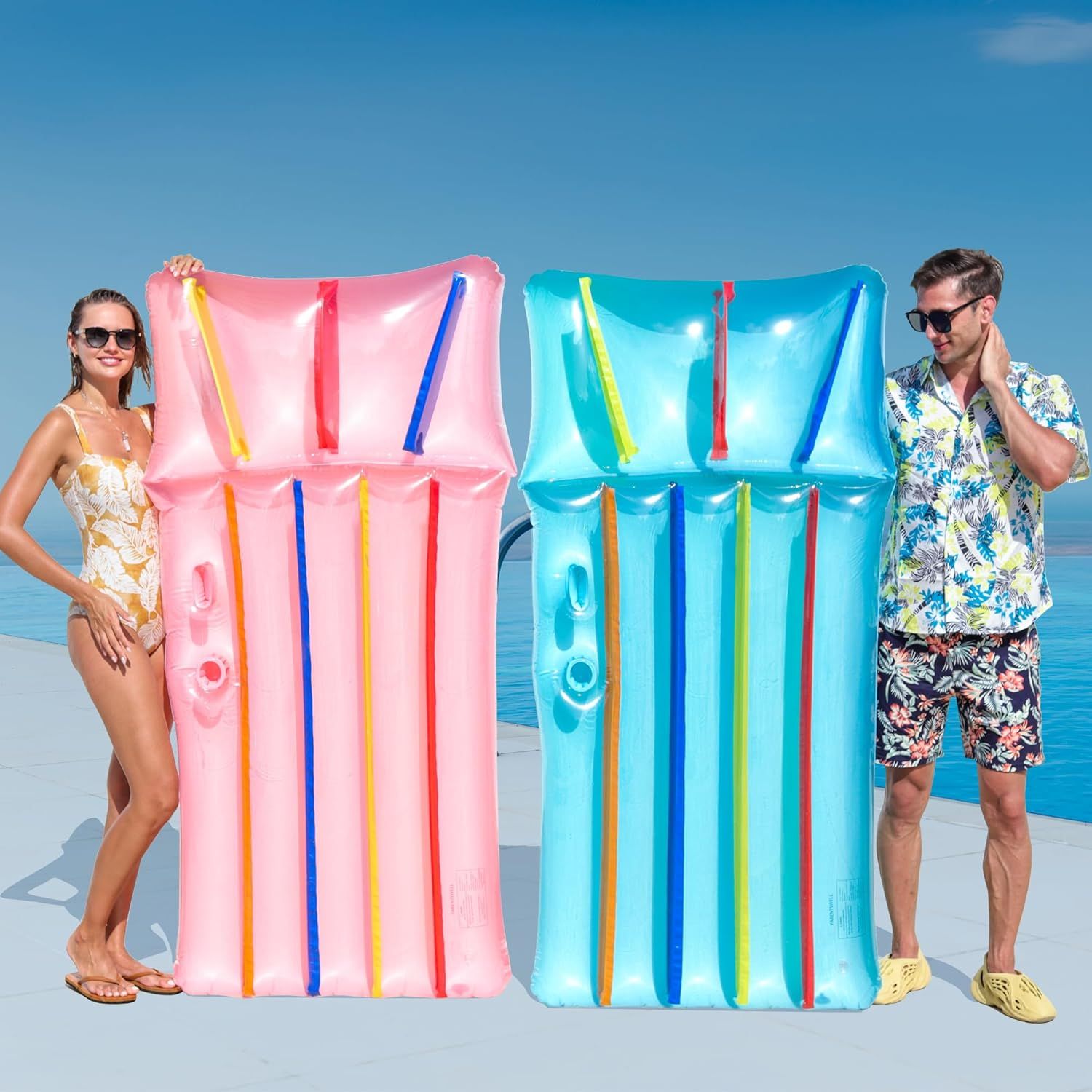 PARENTSWELL 2 Pack Pool Floats Adults with Cup Holder，72'' Inflatable Floaties Pool Lounger Raf... | Amazon (US)