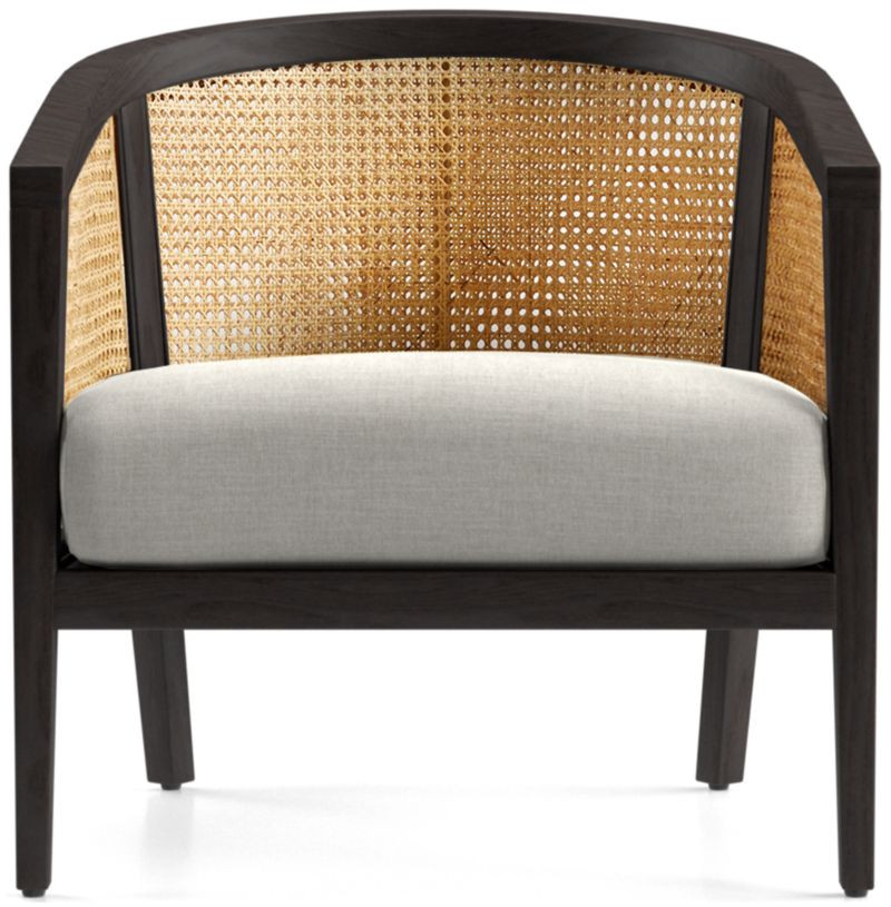 Ankara Black Cane Chair with Ivory Cushion | Crate & Barrel | Crate & Barrel