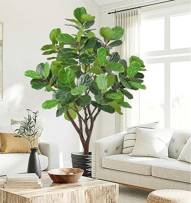 Tall Artificial Fiddle Leaf Fig Tree 7.5ft(90in) Faux Tree with Large Trunks and Realistic Leaves... | Amazon (US)