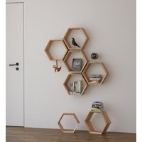 Hexagon Shelf Oak Honeycombs Shelves Floating Hexagon Shelves, Boho, Wood | Etsy (US)