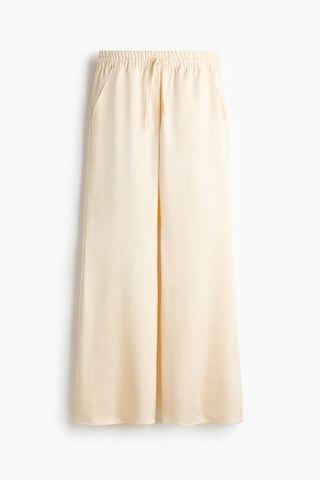 H & M - Ausgestellte Satinhose - Weiß - Damen | H&M (DE, AT, CH, NL, FI)