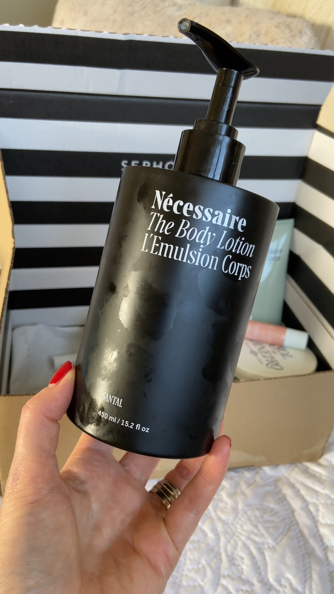 The Nécessaire Santal Body Lotion has that beautiful, soft Santal scent that layers perfectly with the other products in the collection, subtle, warm, and clean.

Lightweight yet deeply hydrating, this lotion absorbs quickly and leaves skin smooth and nourished. The generous size makes it perfect for daily use and a true body care essential you’ll reach for year-round. 🖤🤍 necessaire body lotion, best body lotion, Sephora must haves 

#LTKGiftGuide #LTKBeauty