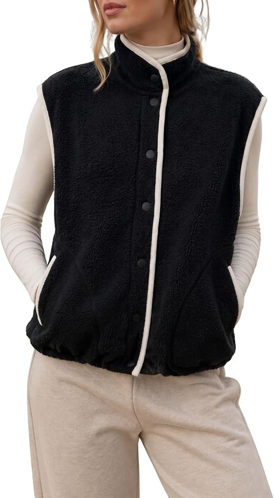 Himosyber Womens Sherpa Fleece Vest Sleeveless Outerwear Jacket | Amazon (US)