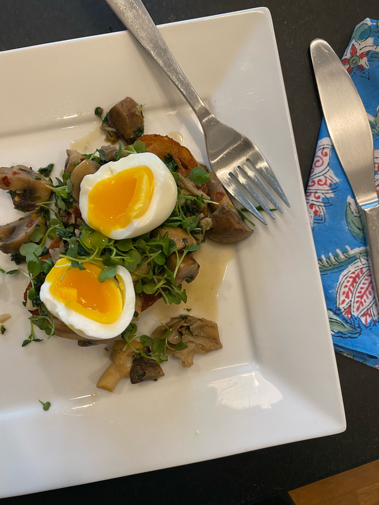 Fun cloth napkins and mushroom toast 😋

#LTKhome