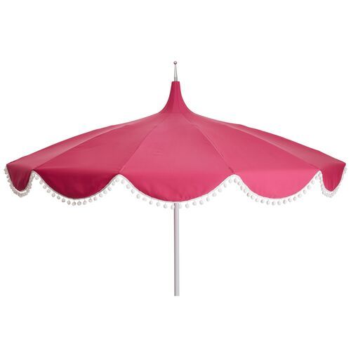 Dani Pom-Pom Patio Umbrella, Hot Pink | One Kings Lane