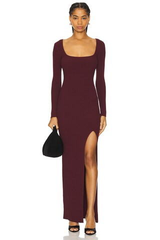 Good American Virgo Maxi Dress in Oxblood002 from Revolve.com | Revolve Clothing (Global)