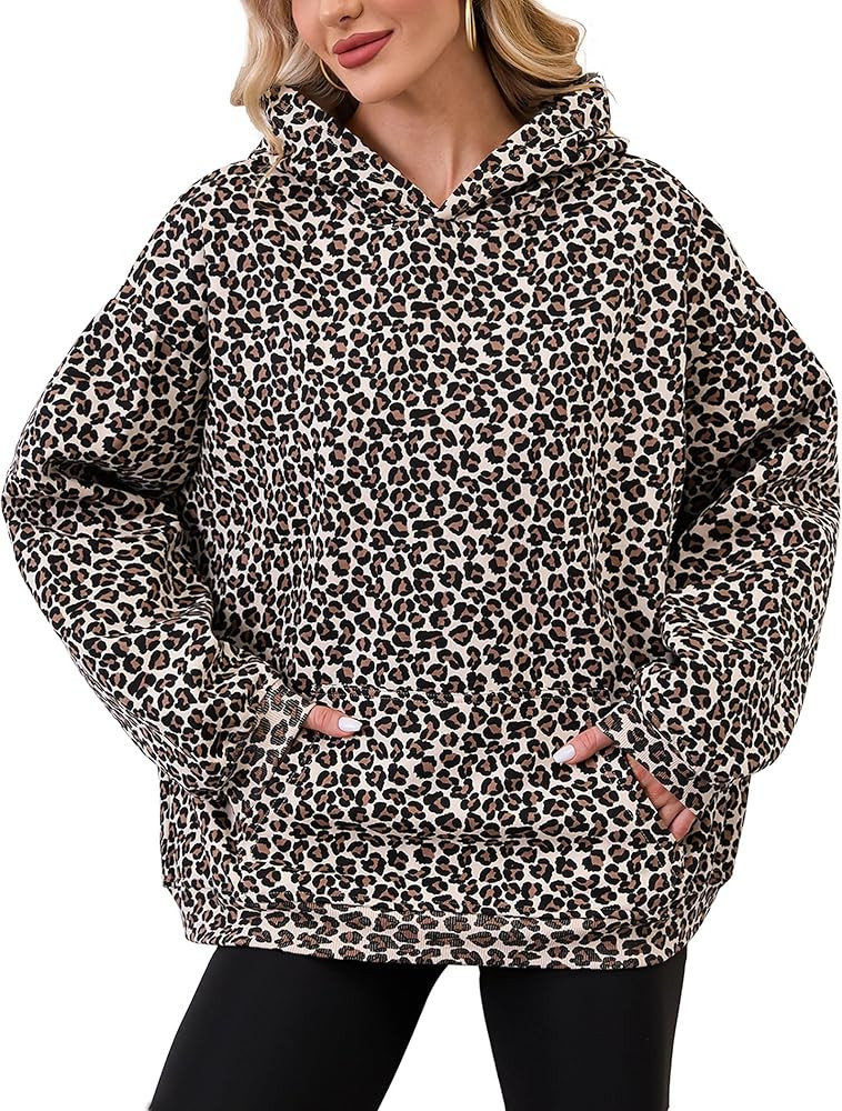 Womens Camo Hoodies Maple Leaf Print Oversized Hooded Sweatshirt Fleece Pullover Sweatshirts Long... | Amazon (US)