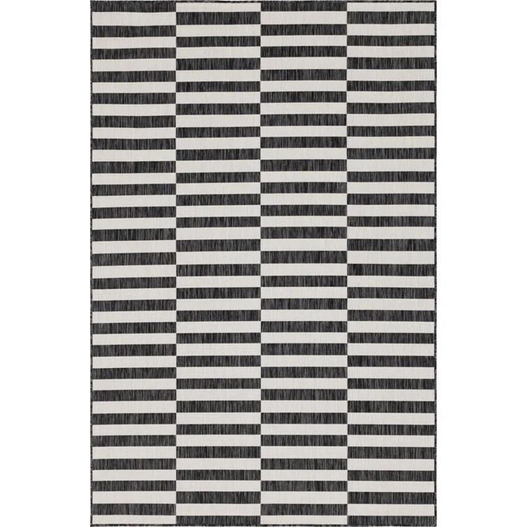 Finkelstein Power Loom Charcoal/Ivory Indoor/Outdoor Rug | Wayfair North America