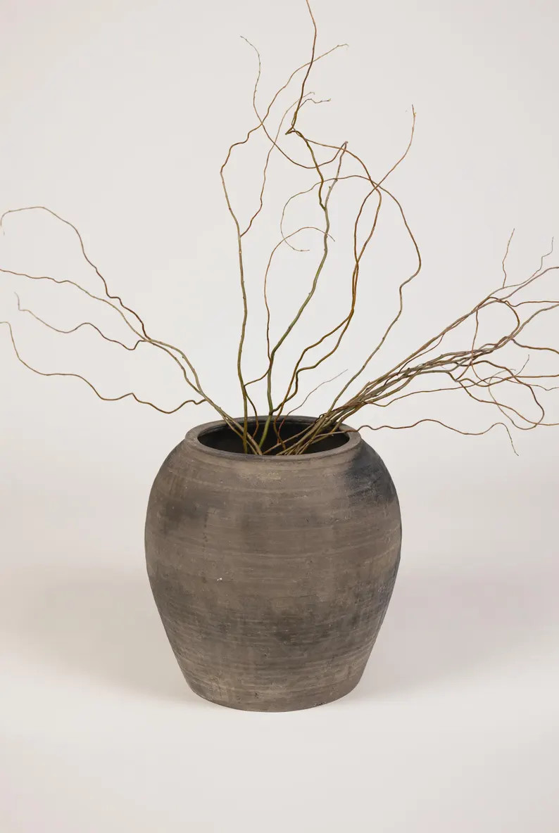 Vintage Black Pot – Rustic Decorative Vessel or Planter for Shelf Styling, Boho or Minimalist H... | Etsy (US)