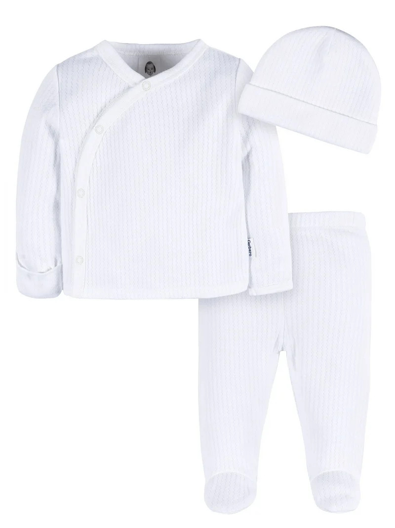 Gerber Baby Neutral White Take Me Home Outfit Set, 3-Piece, Sizes Preemie - 0/3 Months | Walmart (US)