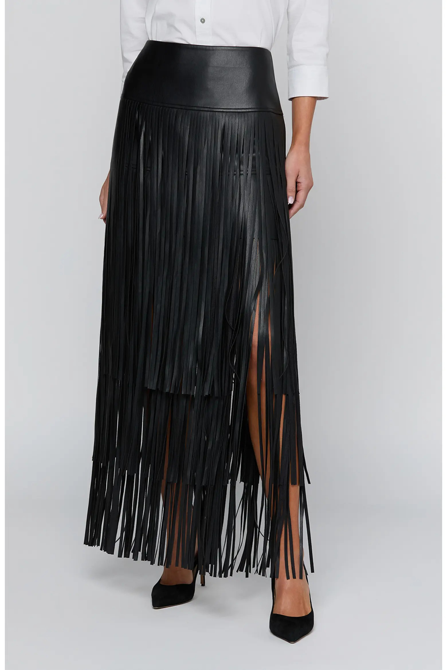 L'AGENCE Karoline Faux Leather Maxi Fringe Skirt (Women) | Nordstrom | Nordstrom