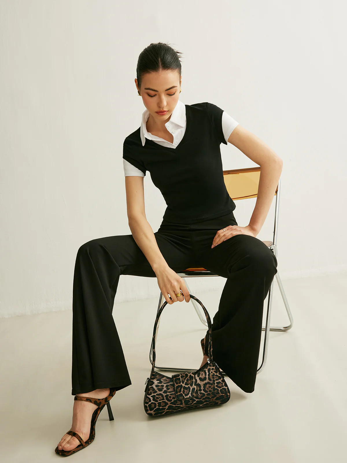 Polo Neck Color Block T-Shirt | Commense