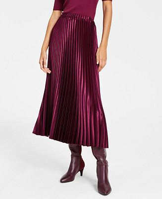 Anne Klein Women's Pleated Pull-On Midi Skirt & Reviews - Skirts - Women - Macy's | Macys (US)