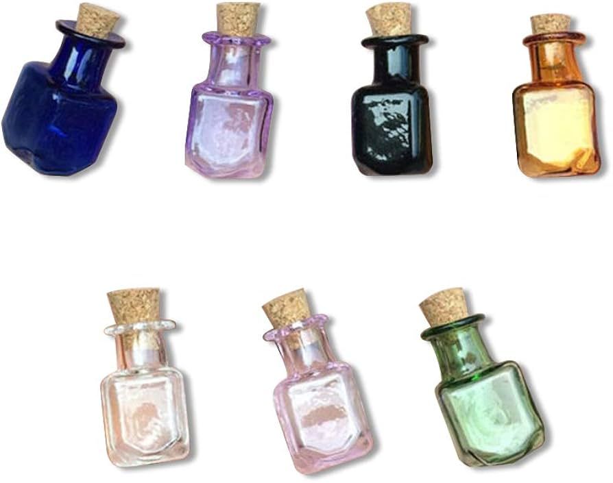 TAI DIAN Mini Glass Color Bottles Rectangle Cute Bottles With Cork Little Bottles Gift tiny Jars ... | Amazon (US)