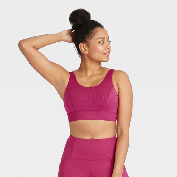 Women's Medium Support Soft Ribbed Bra - All in Motion™ | Target