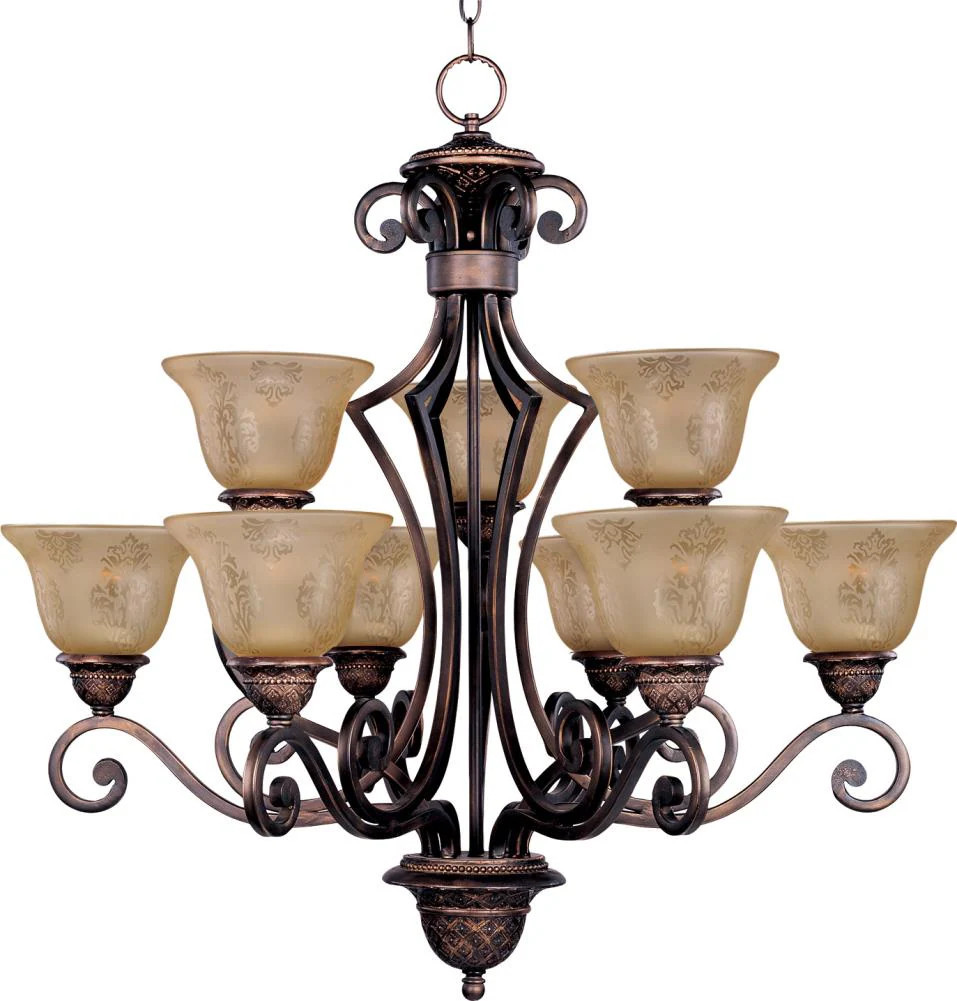 Maxim Lighting Symphony 9 -Light Oil-rubbed Bronze Stained glass Metal Chandelier one_size | 11245SAOI | Lowe's