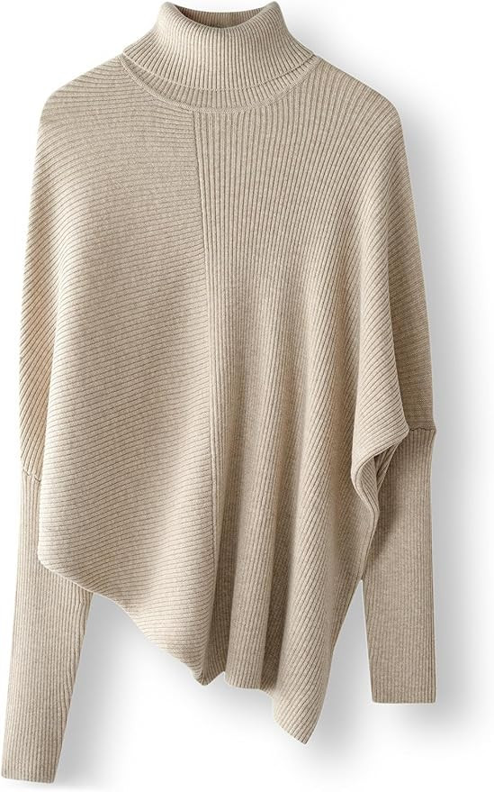 Women's Merino Wool Blend Oversized Sweater 2025 Fall Winter Turtleneck Batwing Sleeve Loose Fit ... | Amazon (US)