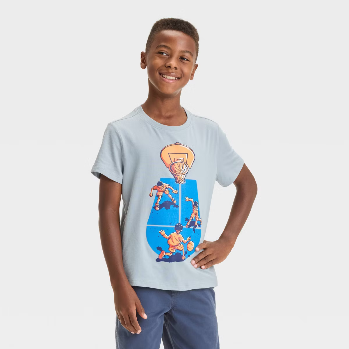 Boys' Short Sleeve Basketball Graphic T-Shirt - Cat & Jack™ Gray | Target