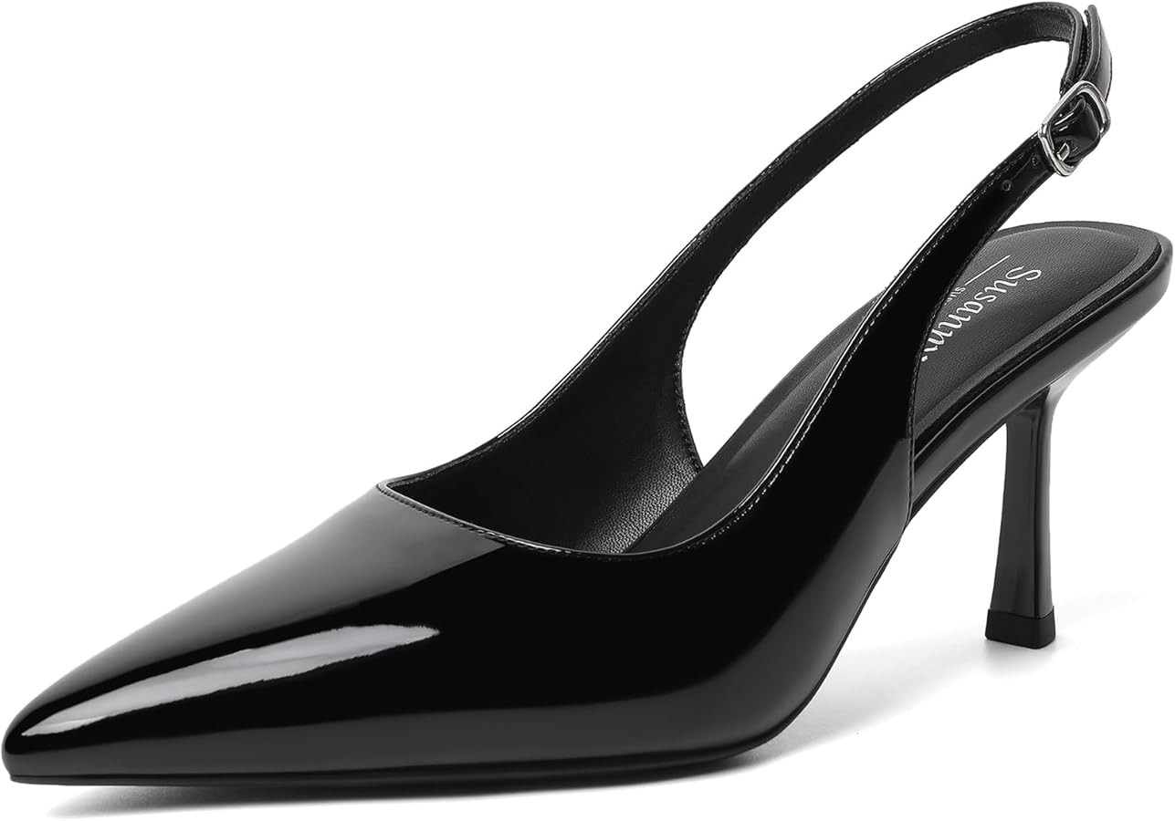 Susanny Slingback Heels for Women Pointed Closed Toe Stiletto Kitten Women's Sexy High Heeled Pum... | Amazon (US)