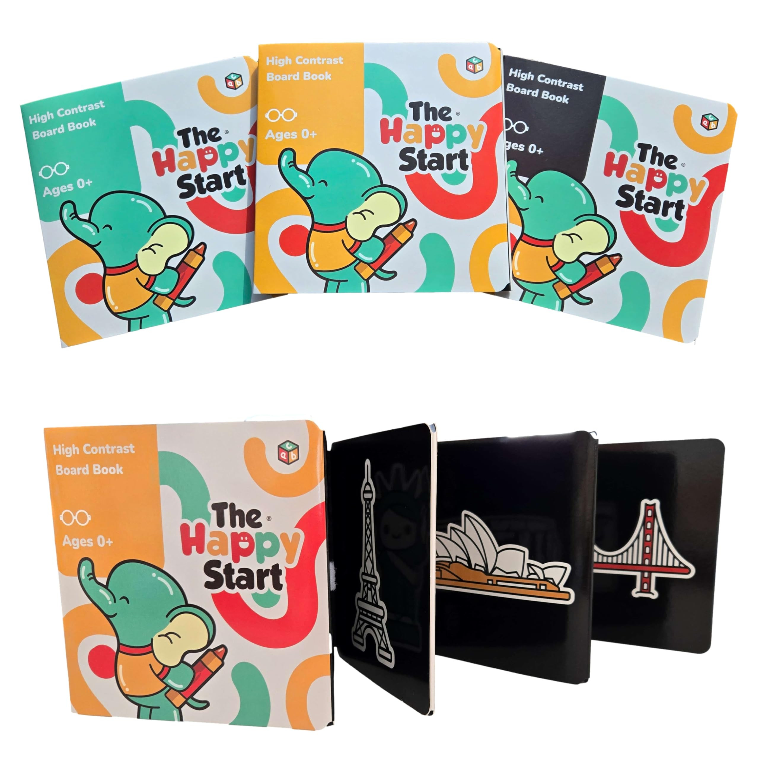 Happy Start Tummy Time Books for Babies – High Contrast Baby Book, Black and White Books for Ne... | Amazon (US)