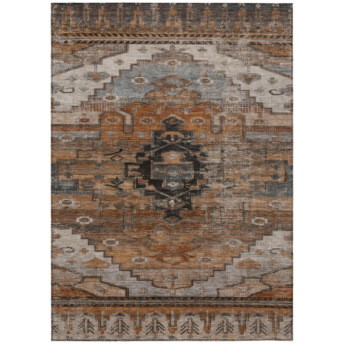 Machine Washable Indoor/Outdoor Xhevrie Terracotta Rug | Wayfair North America