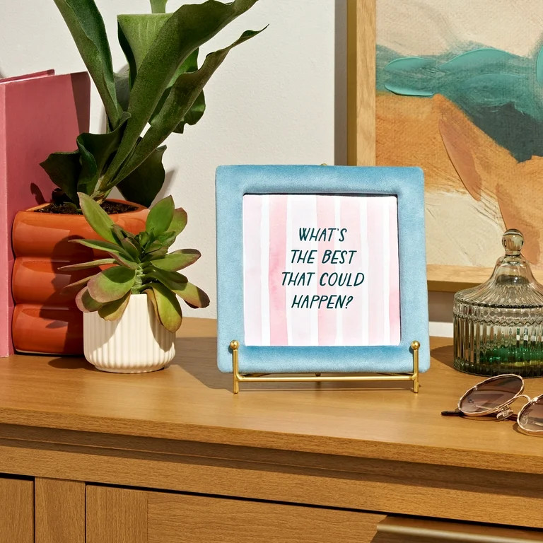 Beautiful "What's The Best That Could Happen?" Motivational Quote Velvet Blue Picture Frame on Go... | Walmart (US)