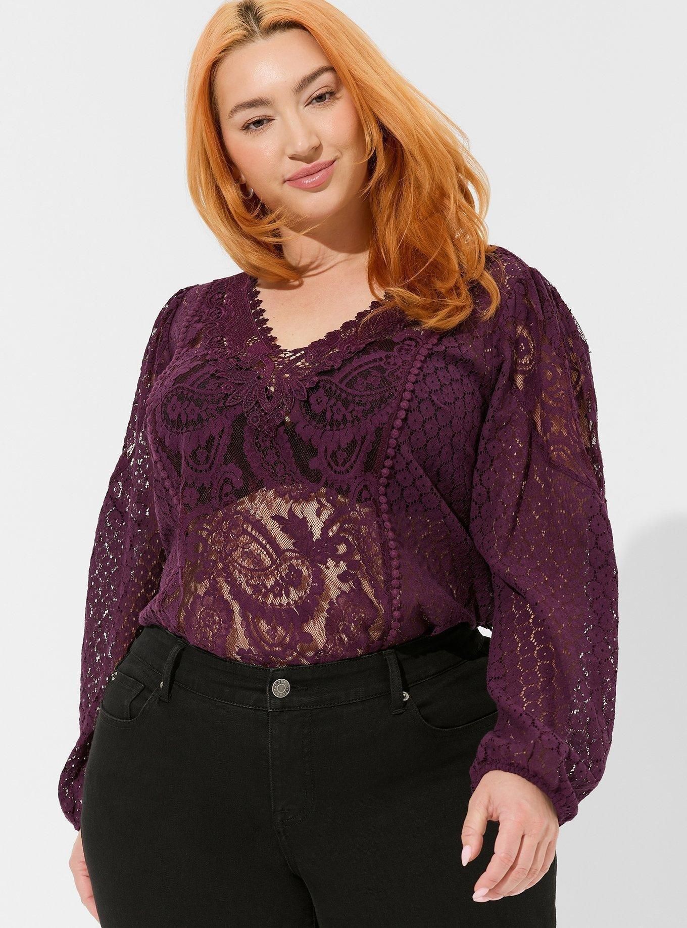Lace Mix Long Sleeve Blouse | Torrid (US & Canada)