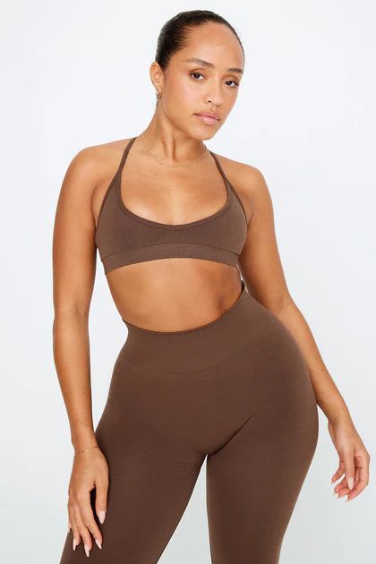 SCULPT SEAMLESS MINI SPORTS BRA - COFFEE MARL | TALA (UK)