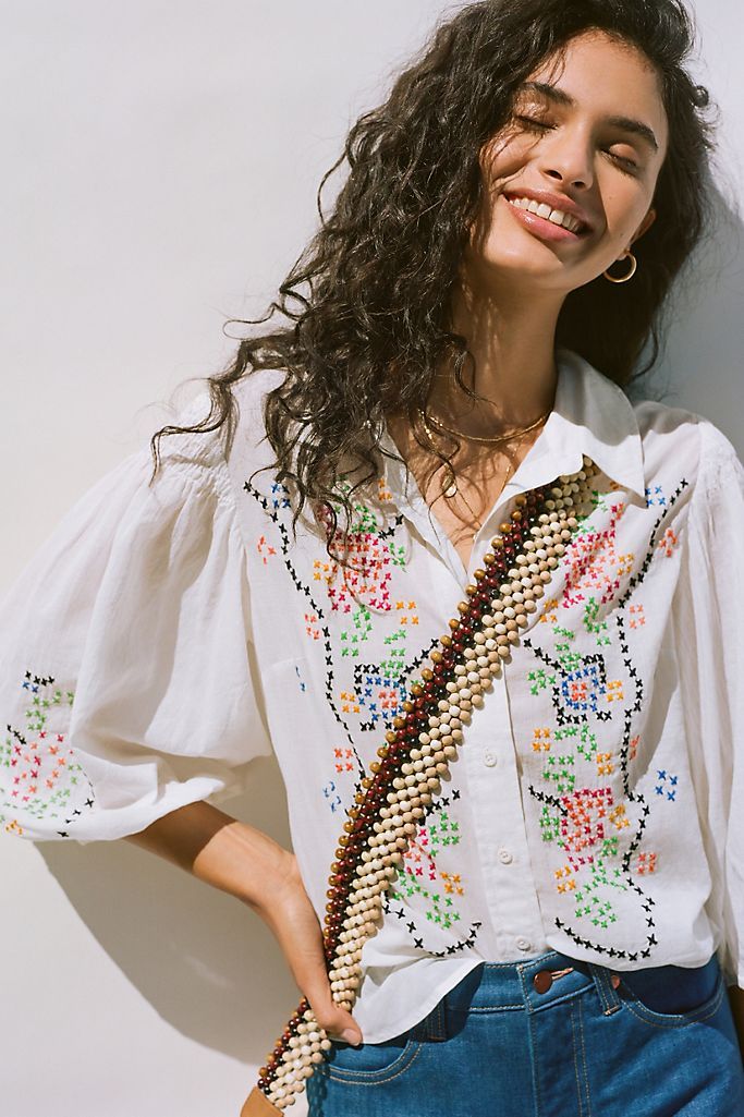 Perry Embroidered Buttondown | Anthropologie (US)