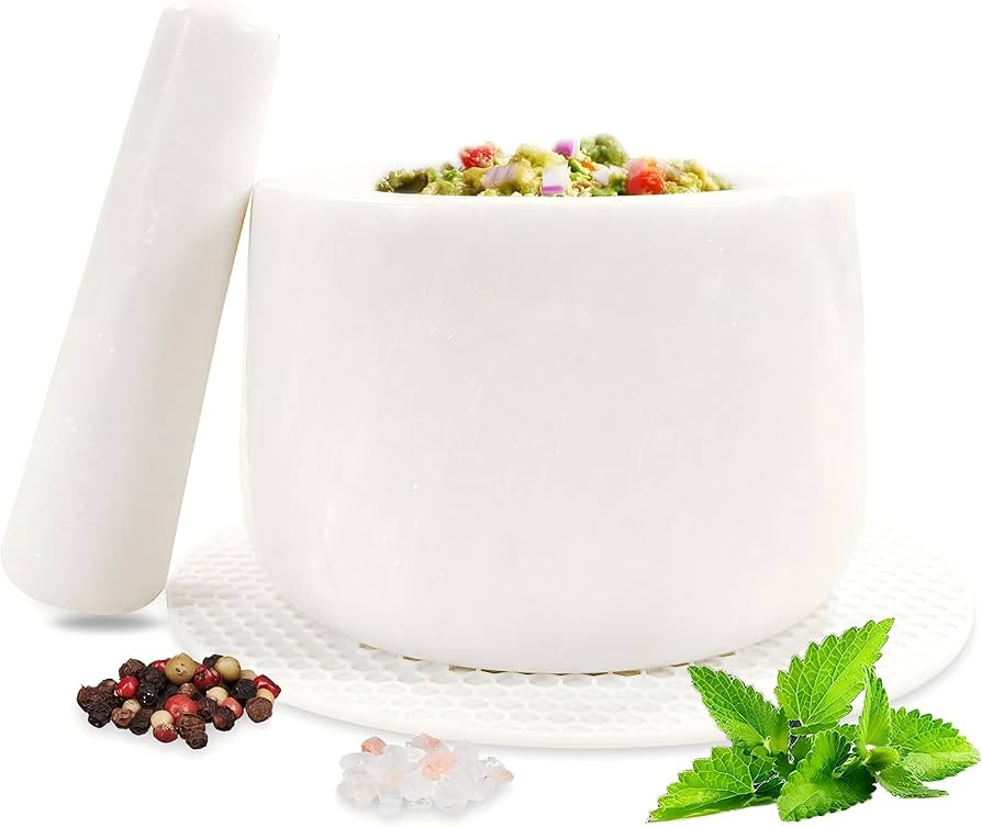 Large Mortar and Pestle Set with Anti-Scratch Silicone Pad,2.3 Cups,6" Mortar and Pestle Set Heav... | Amazon (US)