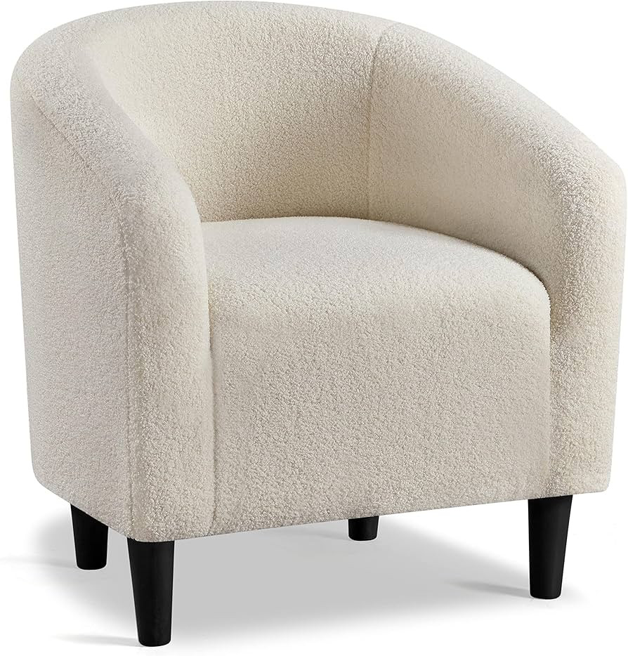 Yaheetech Tub Chair, Fuzzy Accent Armchair Sherpa Fabric Club Chair Boucle Barrel Chair Upholster... | Amazon (UK)
